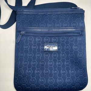 Michael Kors Navy Embossed Neoprene Messenger Crossbody Bag